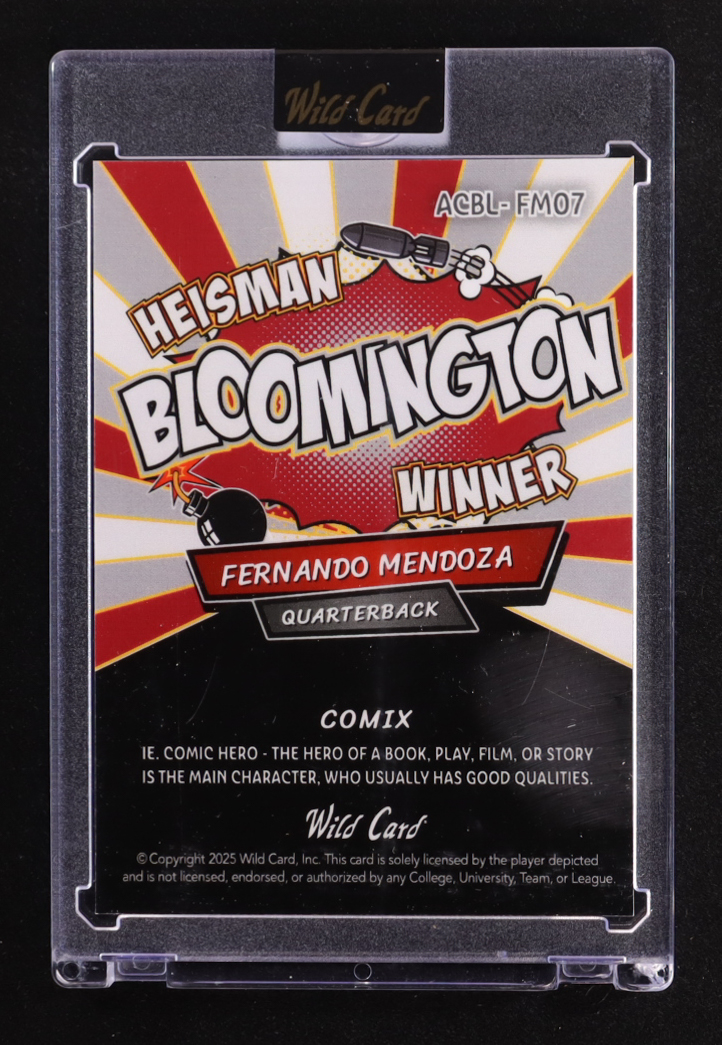 Fernando Mendoza 2025 Wild Card Comix Heisman Bloomington Winner #ACBL-FM07 RC #1/1 at PristineAuction.com Fernando Mendoza 2025 Wild Card Comix Heisman Bloomington Winner #ACBL-FM07 RC #1/1 at PristineAuction.com