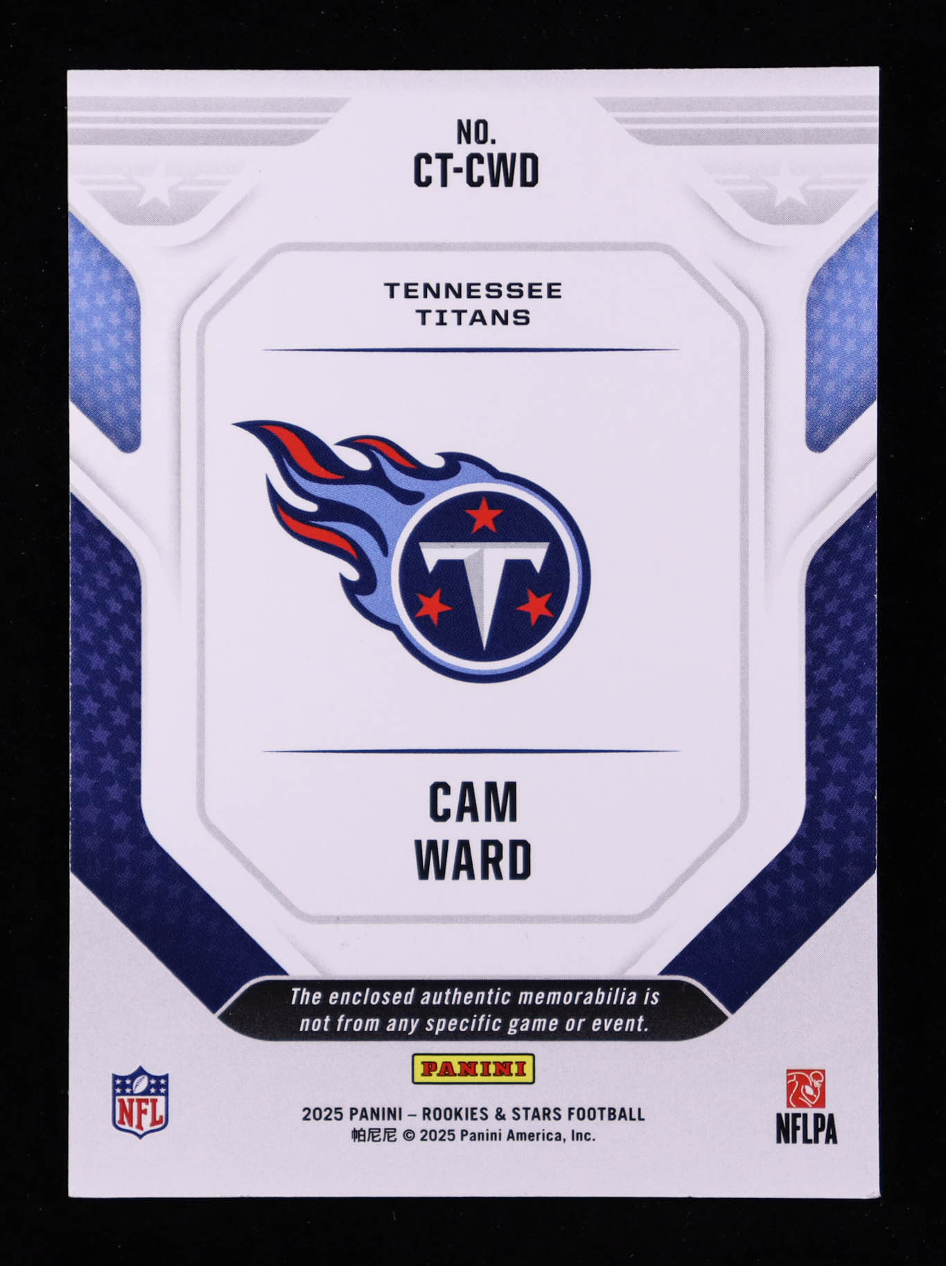 Cam Ward 2025 Rookies and Stars Cross Training Jerseys Prime #4 #17/49 RC at PristineAuction.com Cam Ward 2025 Rookies and Stars Cross Training Jerseys Prime #4 #17/49 RC at PristineAuction.com