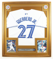 Vladimir Guerrero Jr. Signed Custom Framed Jersey Display with 2025 AL Champions Pin & Statistics Plaque (Beckett) at PristineAuction.com