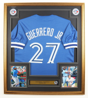 Vladimir Guerrero Jr. Signed Custom Framed Jersey Display with Rogers Centre Pin & Statistics Plaque (JSA) at PristineAuction.com