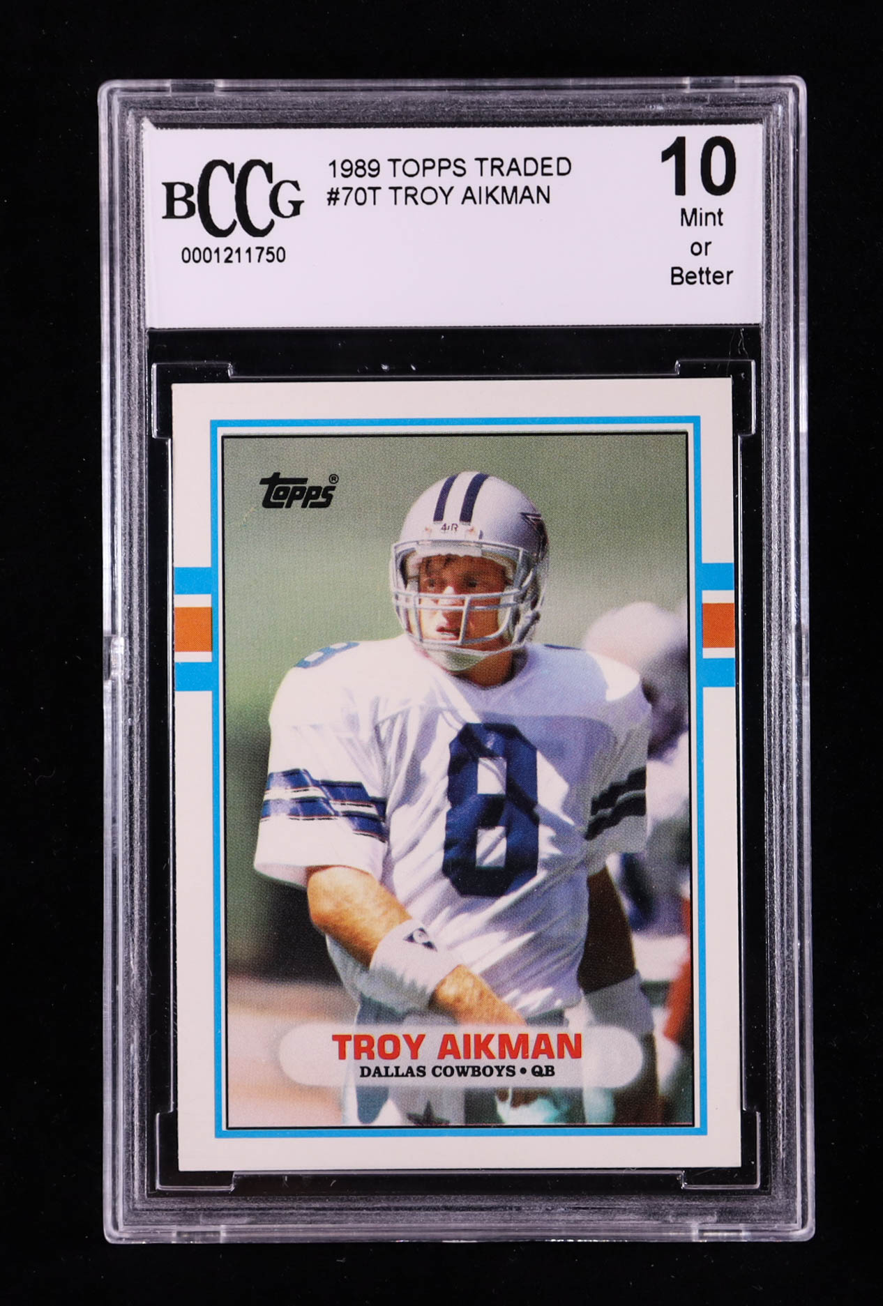 Troy Aikman 1989 Topps Traded #70T RC (BCCG 10) at PristineAuction.com Troy Aikman 1989 Topps Traded #70T RC (BCCG 10) at PristineAuction.com