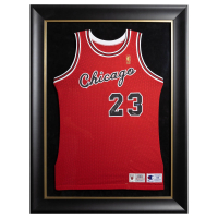 Michael Jordan Signed LE Bulls Champion Custom Framed Jersey Display (UDA) at PristineAuction.com
