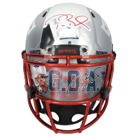 Tom Brady Signed Patriots Full-Size Authentic On-Field Custom ECC Painted Two Color Chrome Speed Helmet (Fanatics) at PristineAuction.com