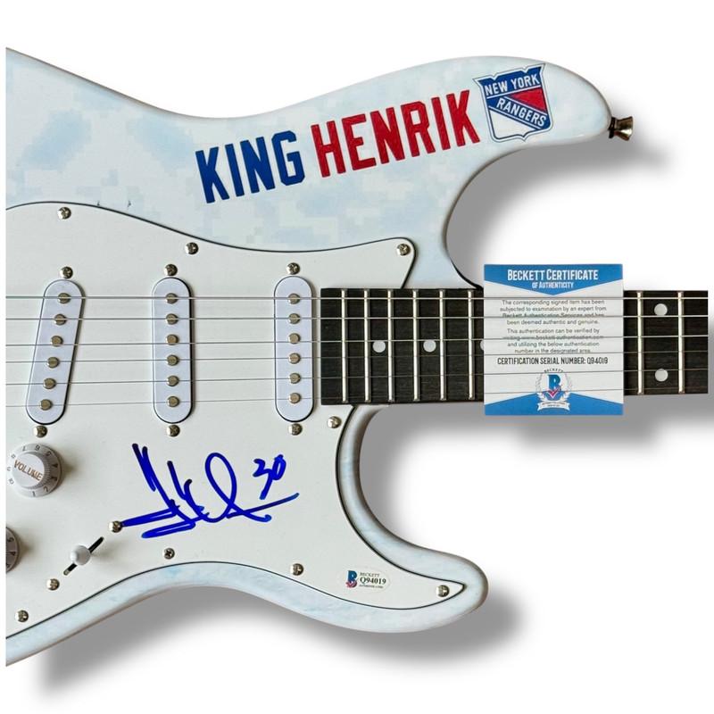 Henrik Lundqvuist Signed Rangers Custom Stratocaster Guitar (Beckett) at PristineAuction.com Henrik Lundqvuist Signed Rangers Custom Stratocaster Guitar (Beckett) at PristineAuction.com