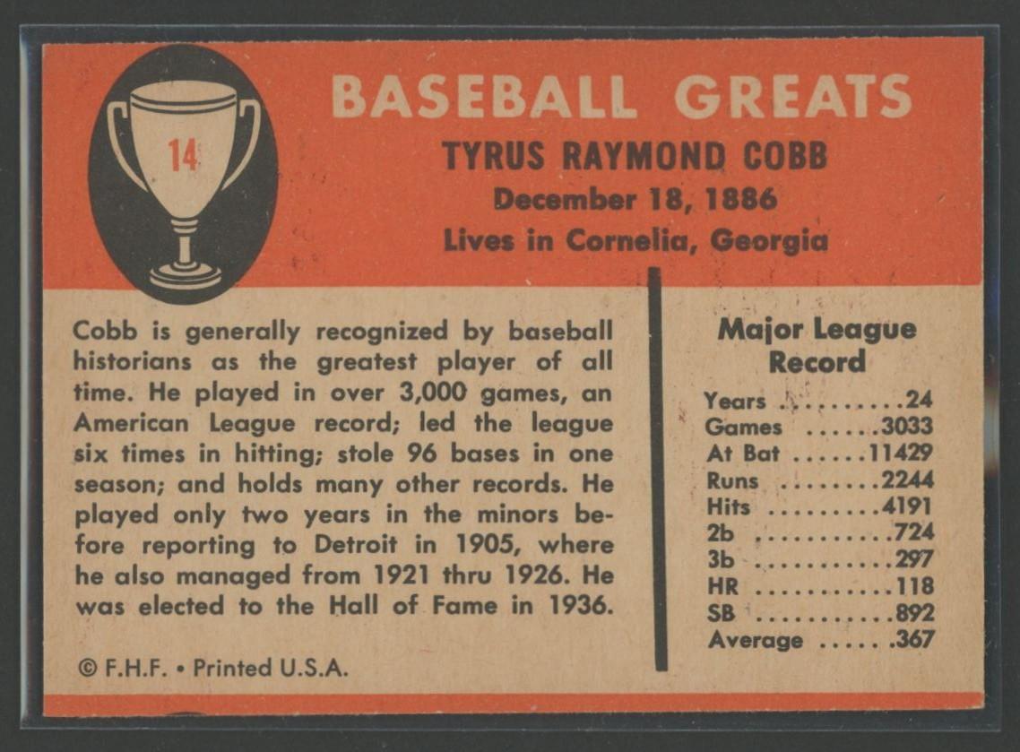 Ty Cobb 1961 Fleer #14 at PristineAuction.com Ty Cobb 1961 Fleer #14 at PristineAuction.com