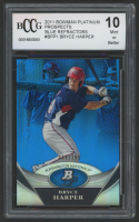 Bryce Harper 2011 Bowman Platinum Prospects Blue Refractors #BPP1 #88/199 (BCCG 10) at PristineAuction.com