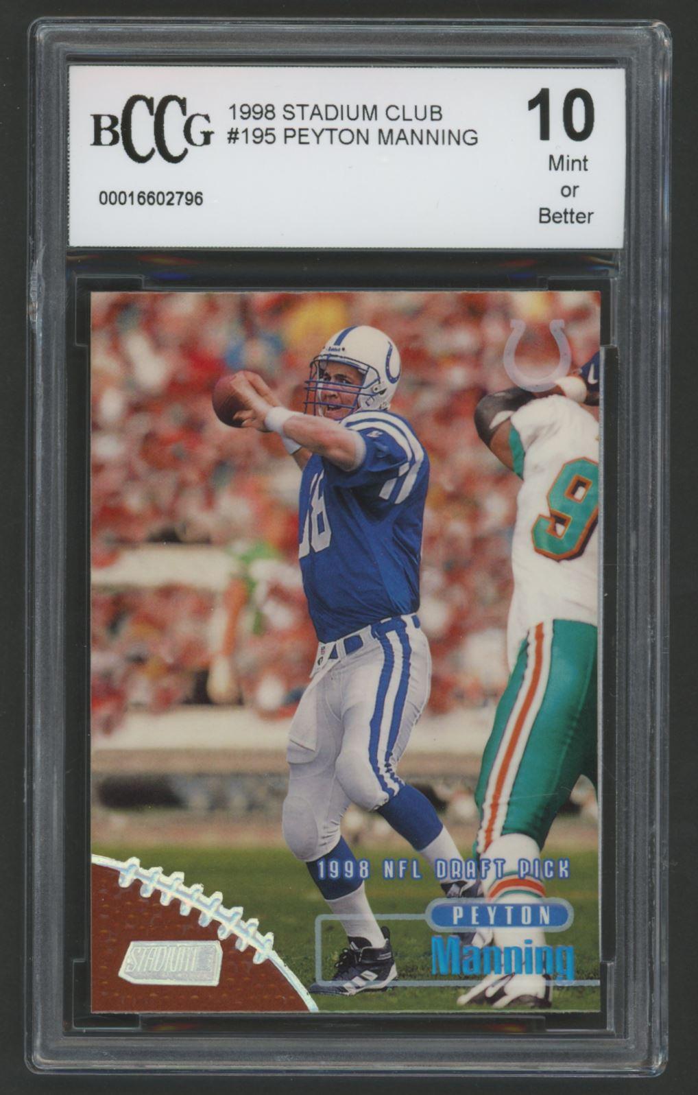 Peyton Manning 1998 Stadium Club #195 RC (BCCG 10) at PristineAuction.com Peyton Manning 1998 Stadium Club #195 RC (BCCG 10) at PristineAuction.com