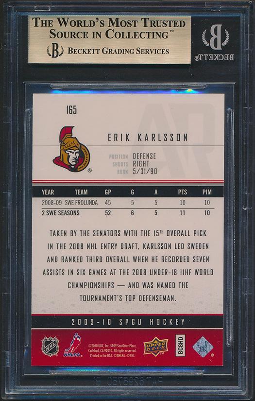 Erik Karlsson 2009-10 SP Game Used #165 RC #245/699 (BGS 9.5) at PristineAuction.com Erik Karlsson 2009-10 SP Game Used #165 RC #245/699 (BGS 9.5) at PristineAuction.com