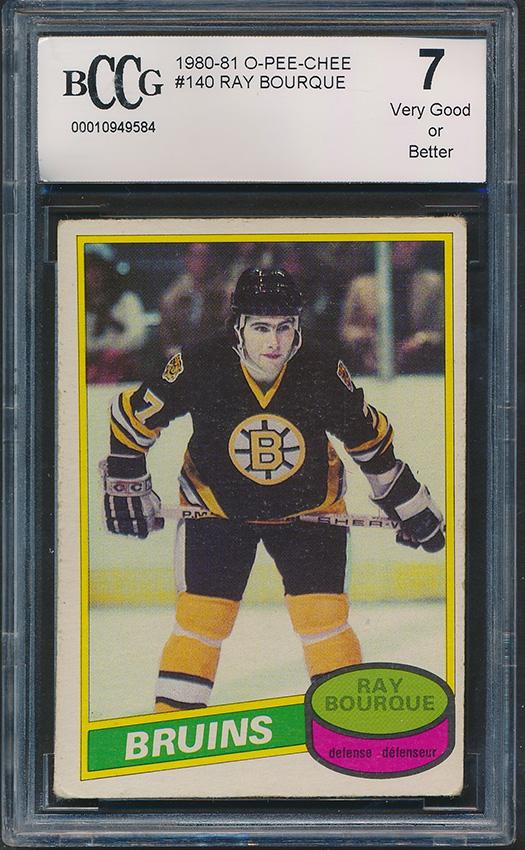 Ray Bourque 1980-81 O-Pee-Chee #140 RC (BCCG 7) at PristineAuction.com Ray Bourque 1980-81 O-Pee-Chee #140 RC (BCCG 7) at PristineAuction.com