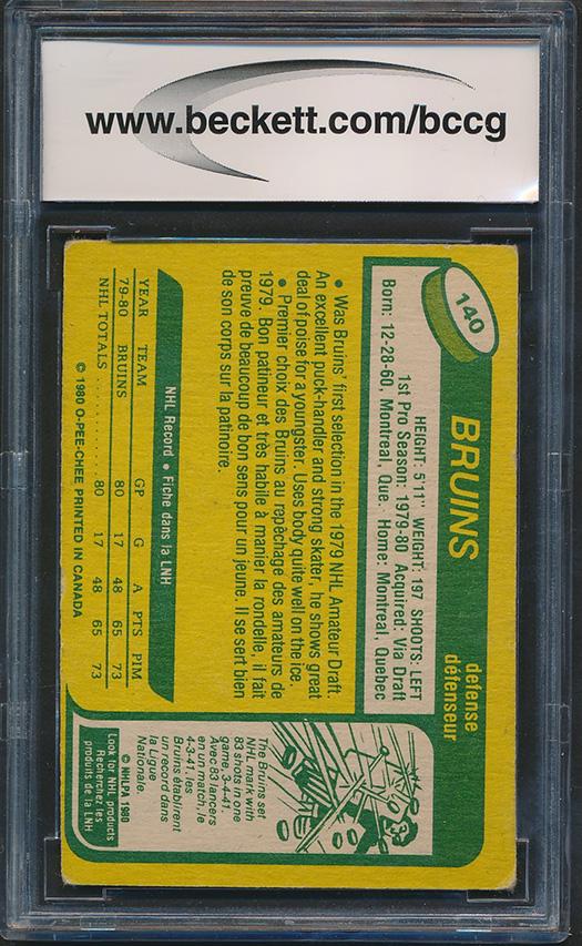 Ray Bourque 1980-81 O-Pee-Chee #140 RC (BCCG 7) at PristineAuction.com Ray Bourque 1980-81 O-Pee-Chee #140 RC (BCCG 7) at PristineAuction.com