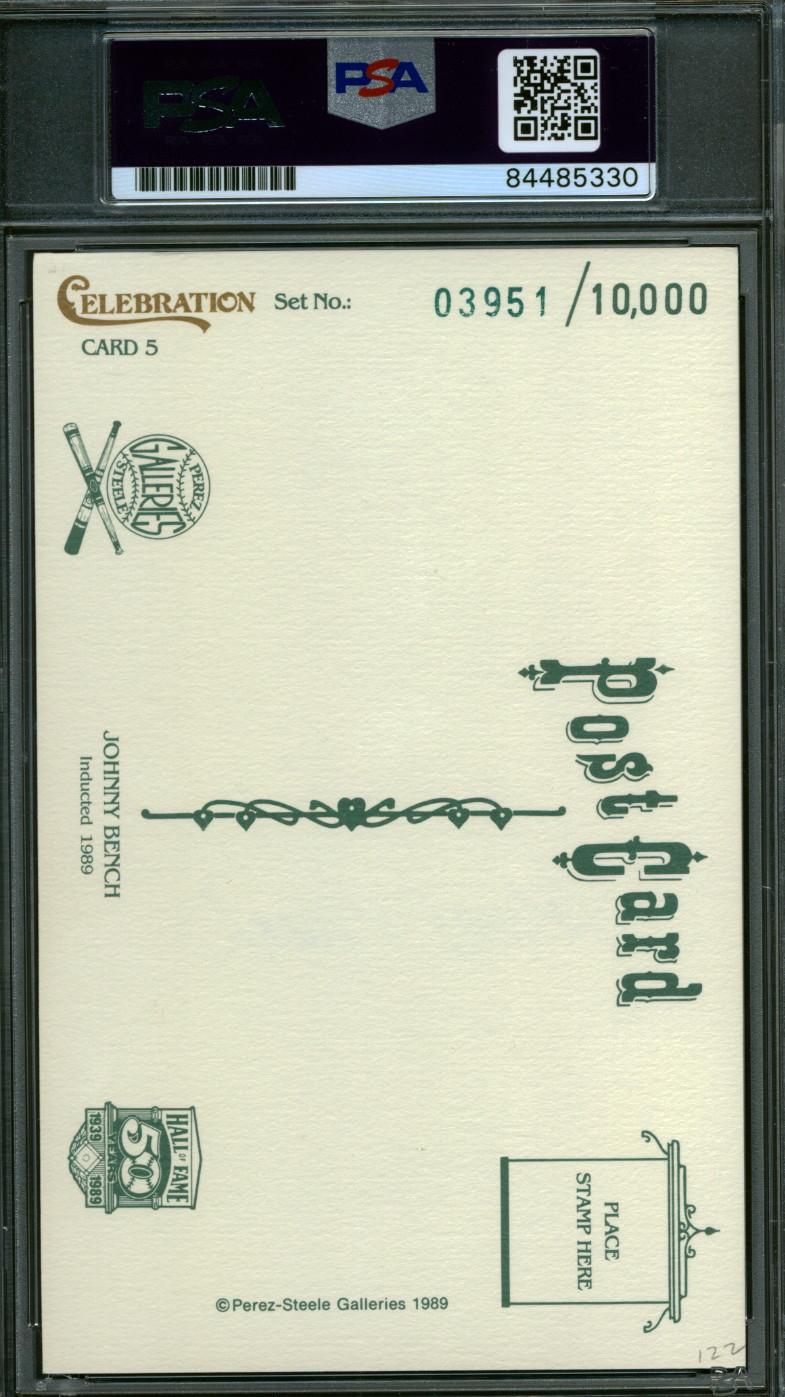 Johnny Bench Signed 1989 Perez-Steele Celebration #5 Postcard (PSA | Auto 9) at PristineAuction.com Johnny Bench Signed 1989 Perez-Steele Celebration #5 Postcard (PSA | Auto 9) at PristineAuction.com