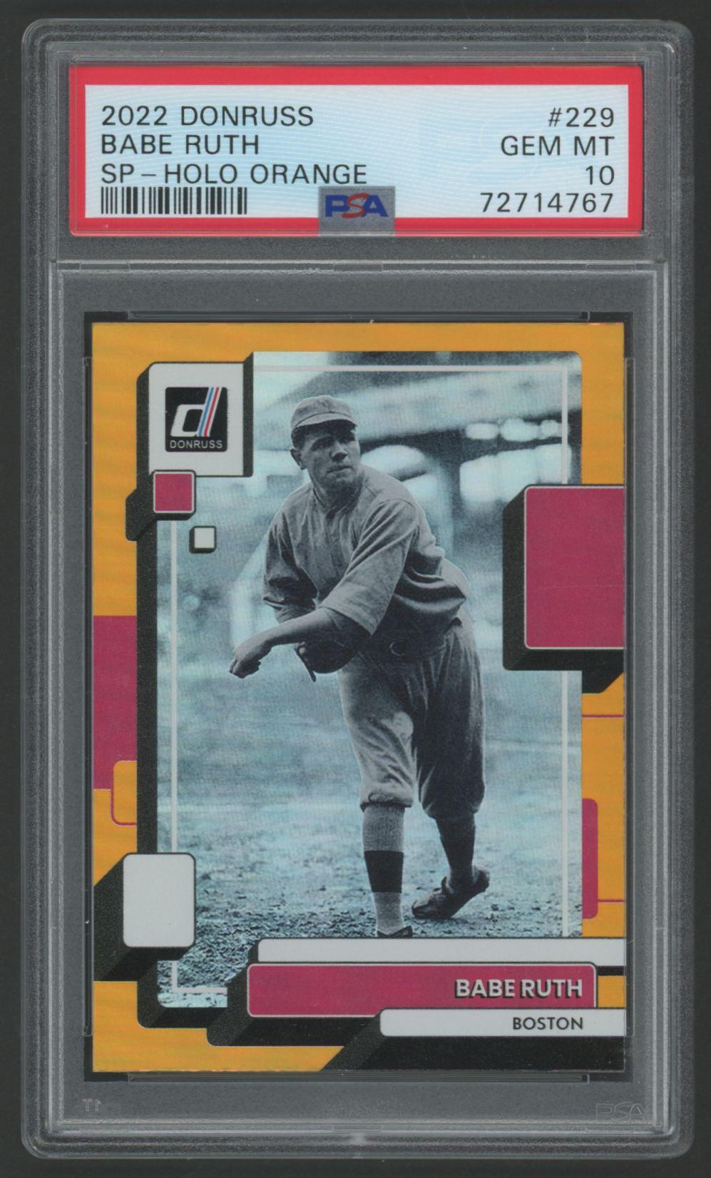 Babe Ruth 2022 Donruss Orange Holo SP #229 (PSA 10) at PristineAuction.com Babe Ruth 2022 Donruss Orange Holo SP #229 (PSA 10) at PristineAuction.com