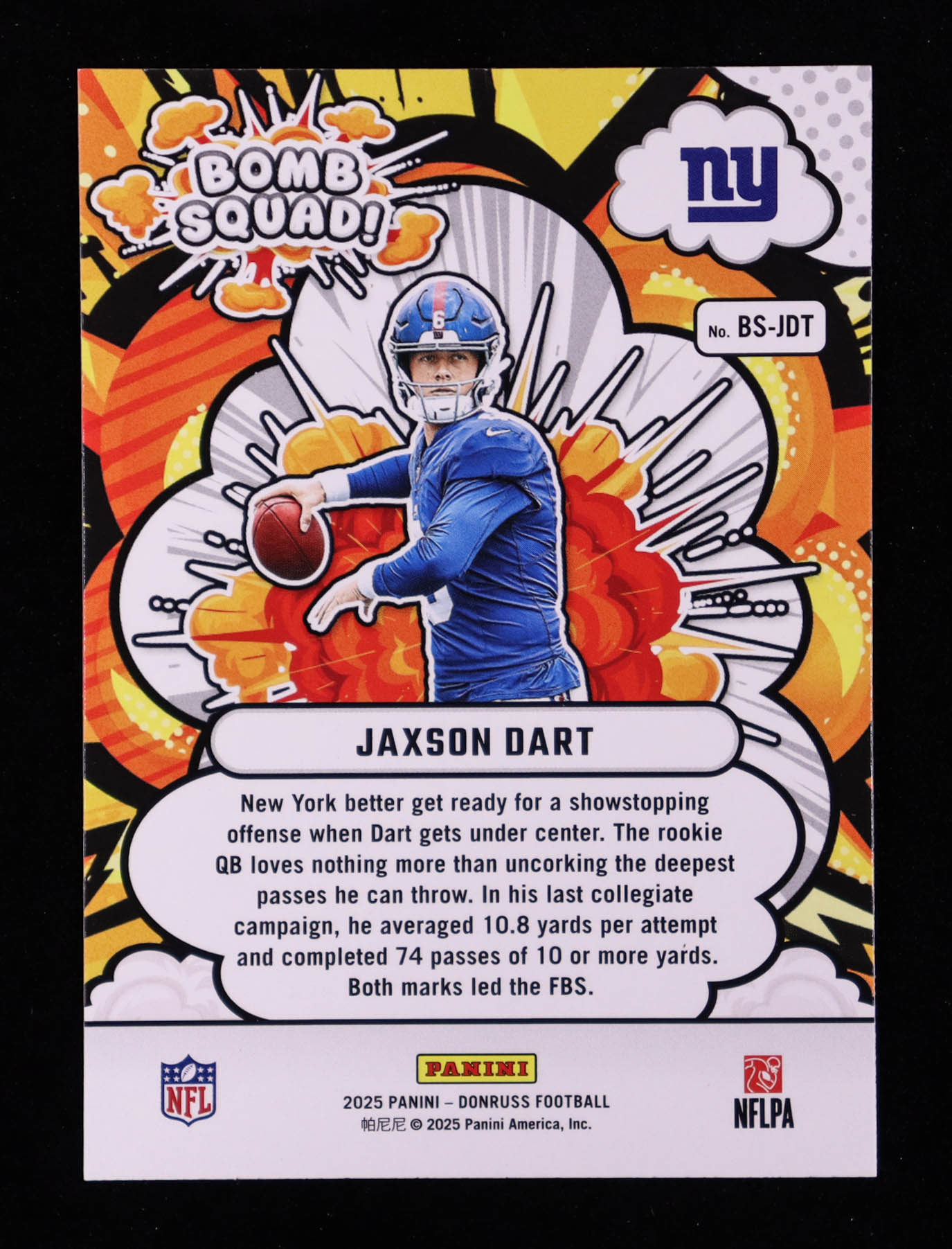 Jaxson Dart 2025 Donruss Bomb Squad #27 RC at PristineAuction.com Jaxson Dart 2025 Donruss Bomb Squad #27 RC at PristineAuction.com