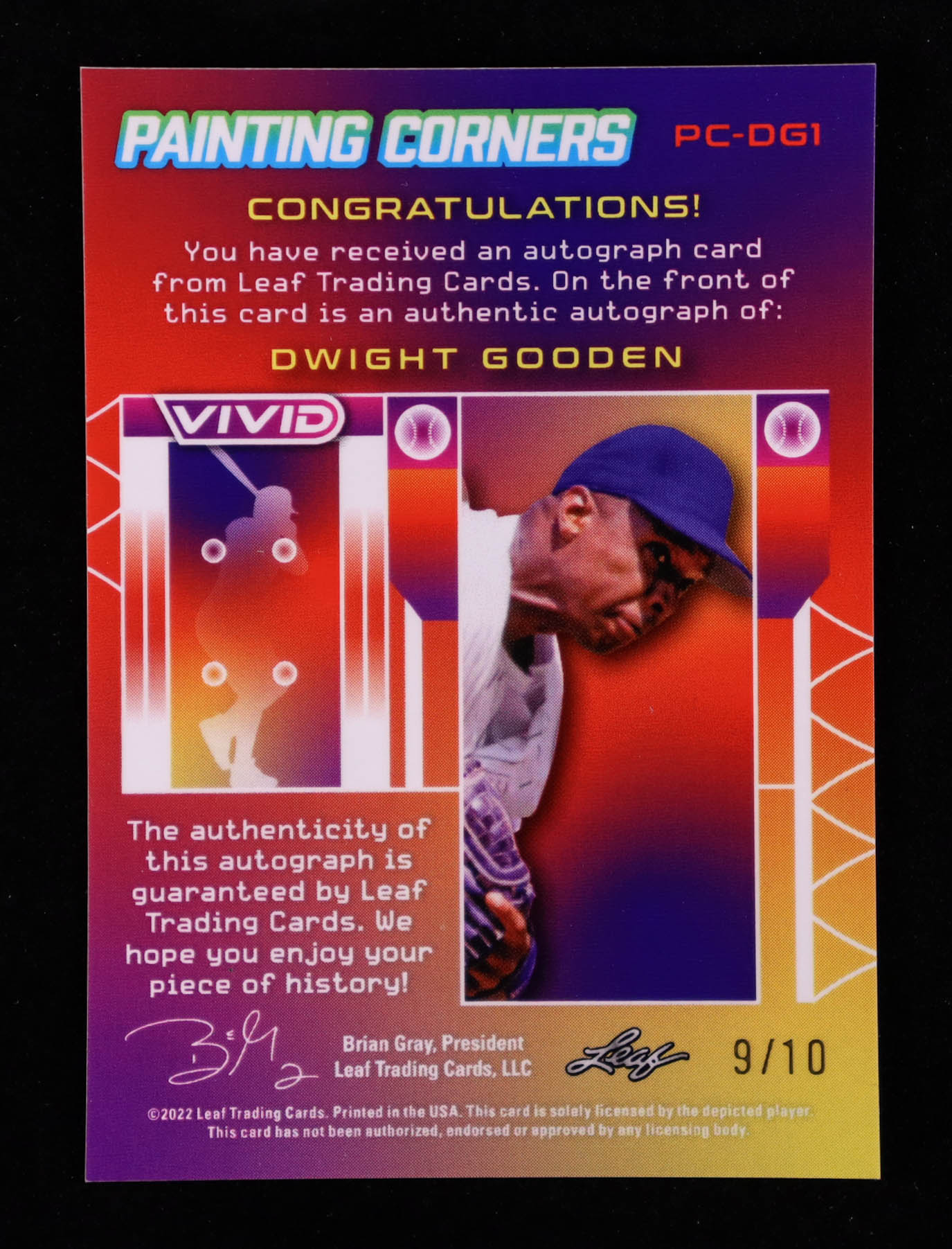 Dwight Gooden 2022 Leaf Vivid Painting Corners Orange #PCDG1 #9/10 at PristineAuction.com Dwight Gooden 2022 Leaf Vivid Painting Corners Orange #PCDG1 #9/10 at PristineAuction.com