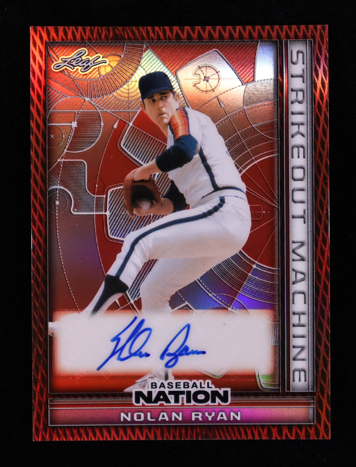 Nolan Ryan 2025 Leaf Baseball Nation Strikeout Machine Autographs Prismatic Red #SMANR1 #2/2 at PristineAuction.com Nolan Ryan 2025 Leaf Baseball Nation Strikeout Machine Autographs Prismatic Red #SMANR1 #2/2 at PristineAuction.com