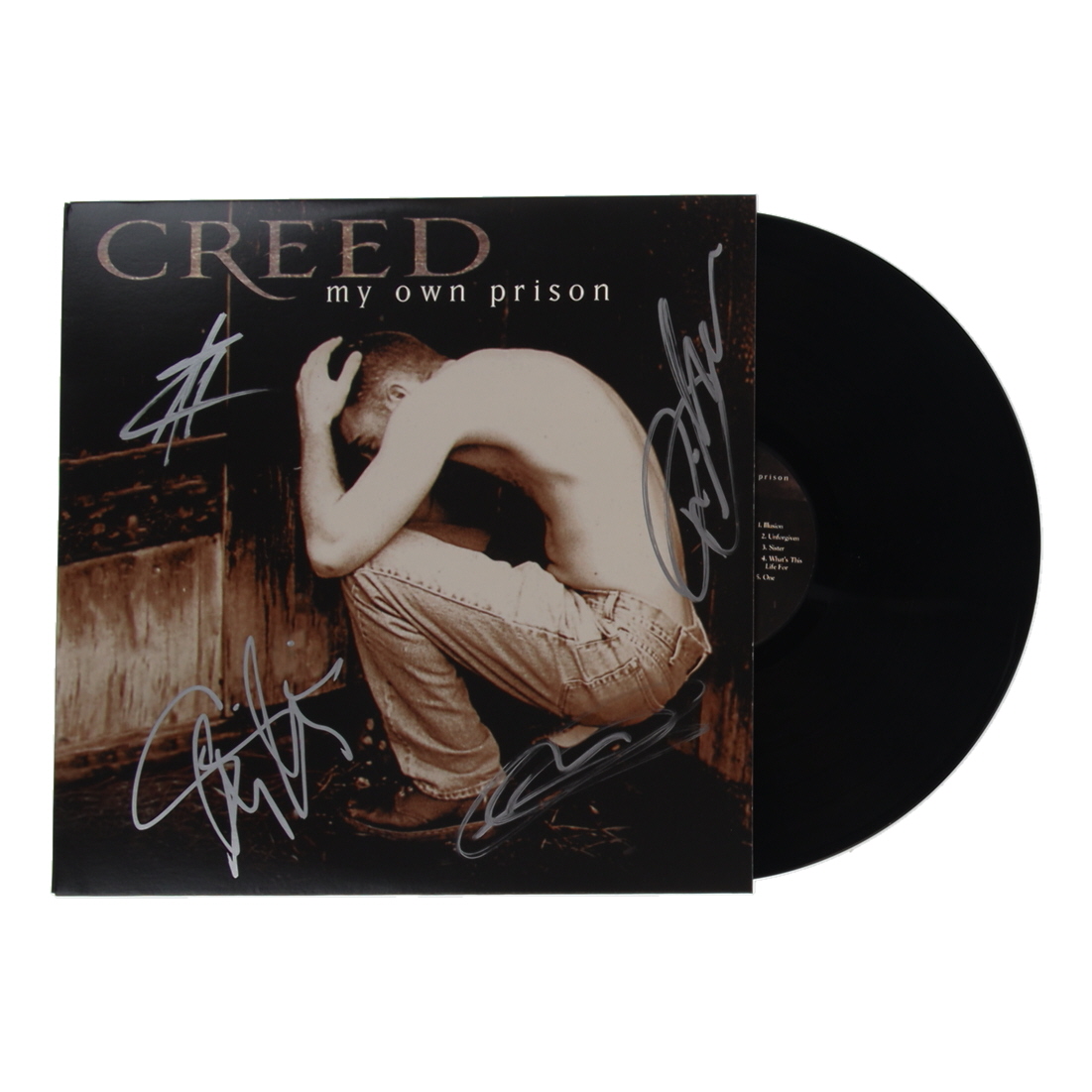 Creed "My Own Prison" Vinyl Record Album Band-Signed By (4) with Scott Stapp, Mark Tremonti, Brian Marshall & Scott Phillips (JSA) at PristineAuction.com Creed "My Own Prison" Vinyl Record Album Band-Signed By (4) with Scott Stapp, Mark Tremonti, Brian Marshall & Scott Phillips (JSA) at PristineAuction.com