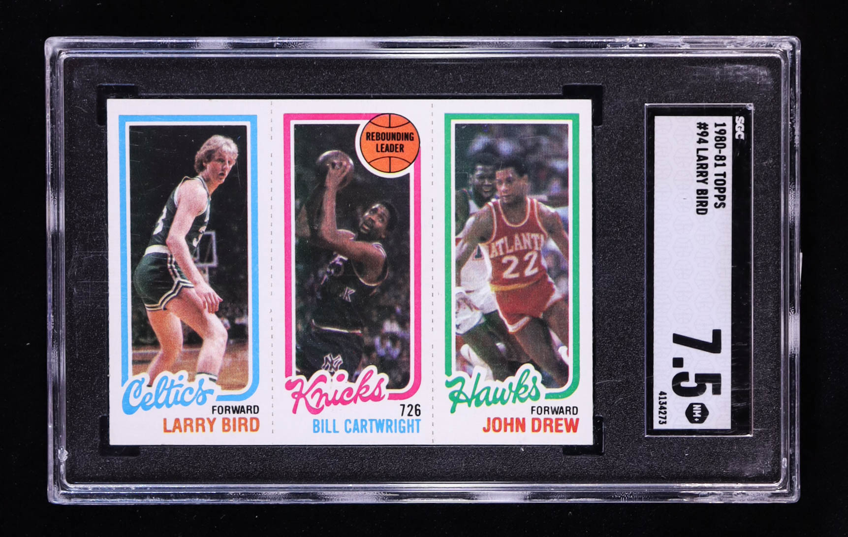 Larry Bird / Bill Cartwright / John Drew 1980-81 Topps #94 (SGC 7.5) at PristineAuction.com Larry Bird / Bill Cartwright / John Drew 1980-81 Topps #94 (SGC 7.5) at PristineAuction.com