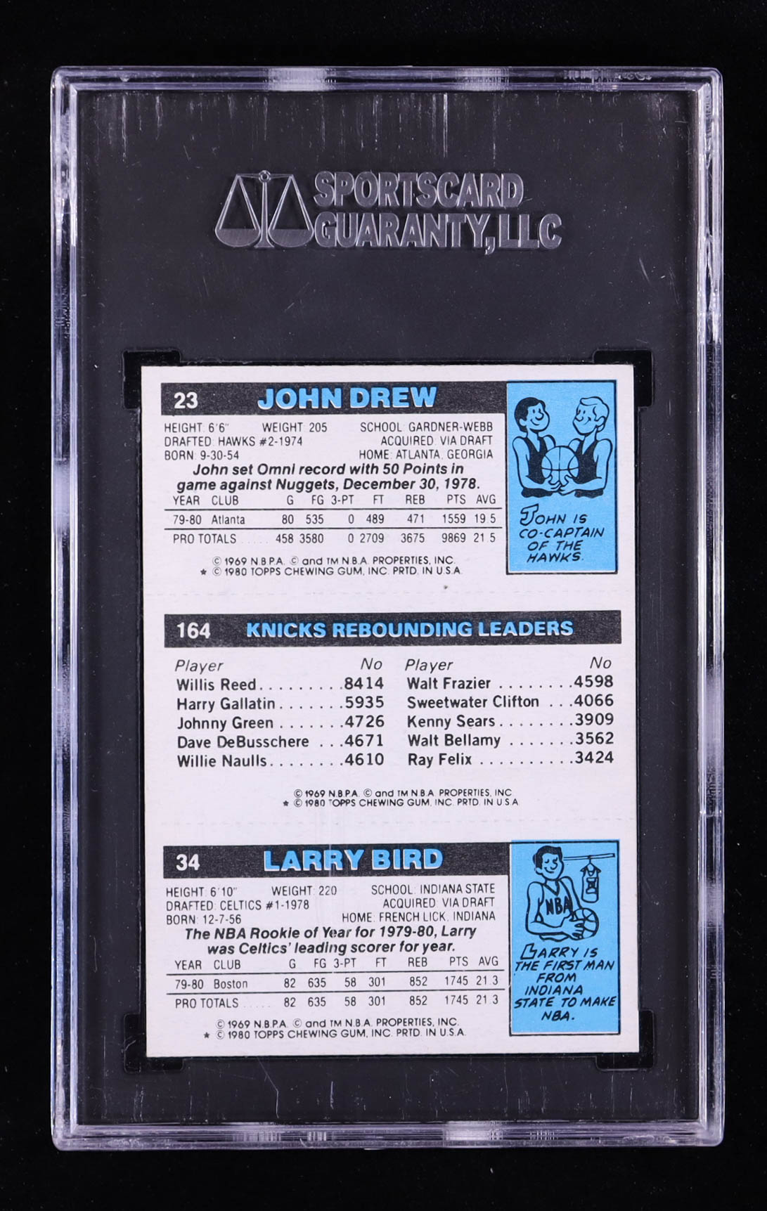 Larry Bird / Bill Cartwright / John Drew 1980-81 Topps #94 (SGC 7.5) at PristineAuction.com Larry Bird / Bill Cartwright / John Drew 1980-81 Topps #94 (SGC 7.5) at PristineAuction.com
