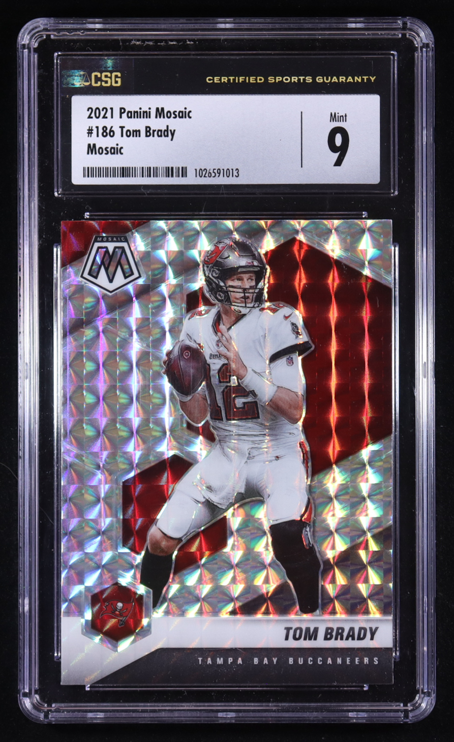 Tom Brady 2021 Panini Mosaic Mosaic #186 (CSG 9) at PristineAuction.com Tom Brady 2021 Panini Mosaic Mosaic #186 (CSG 9) at PristineAuction.com