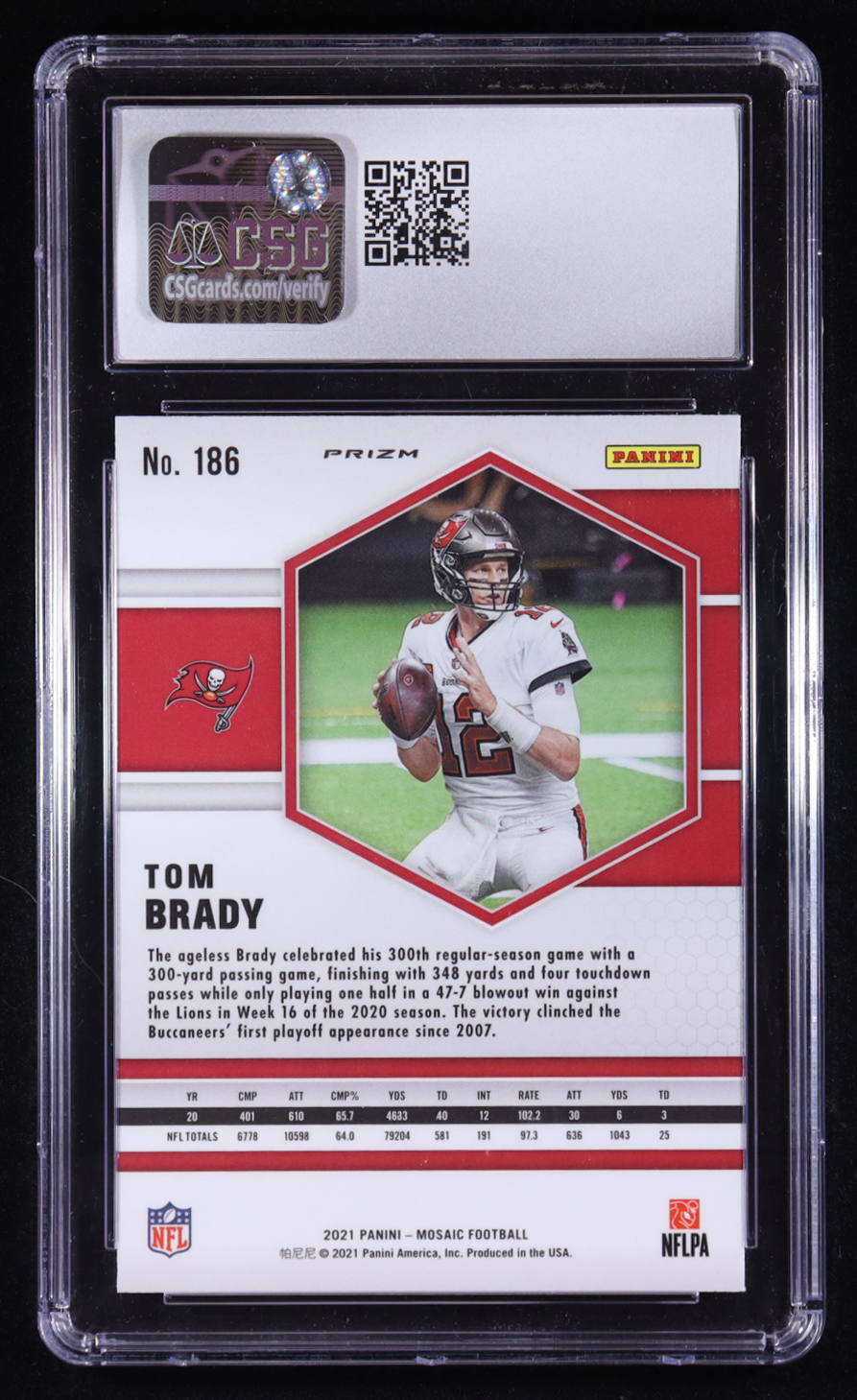 Tom Brady 2021 Panini Mosaic Mosaic #186 (CSG 9) at PristineAuction.com Tom Brady 2021 Panini Mosaic Mosaic #186 (CSG 9) at PristineAuction.com