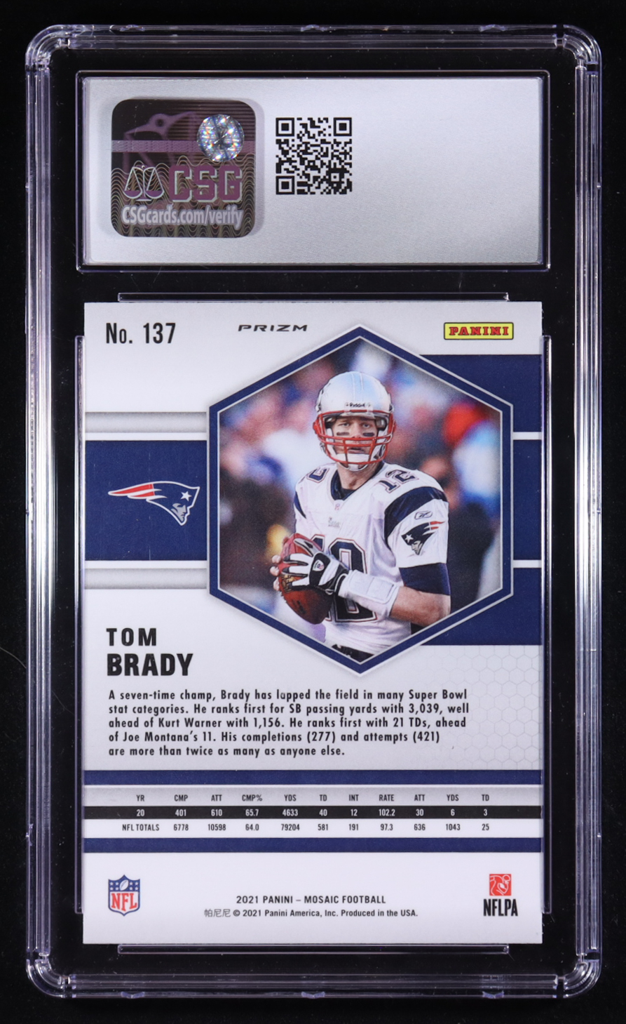 Tom Brady 2021 Panini Mosaic Mosaic Green #137 (CSG 10) at PristineAuction.com Tom Brady 2021 Panini Mosaic Mosaic Green #137 (CSG 10) at PristineAuction.com