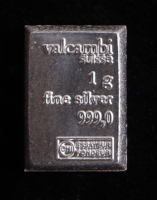 Valcambi 1g .999 Silver Bullion Bar at PristineAuction.com