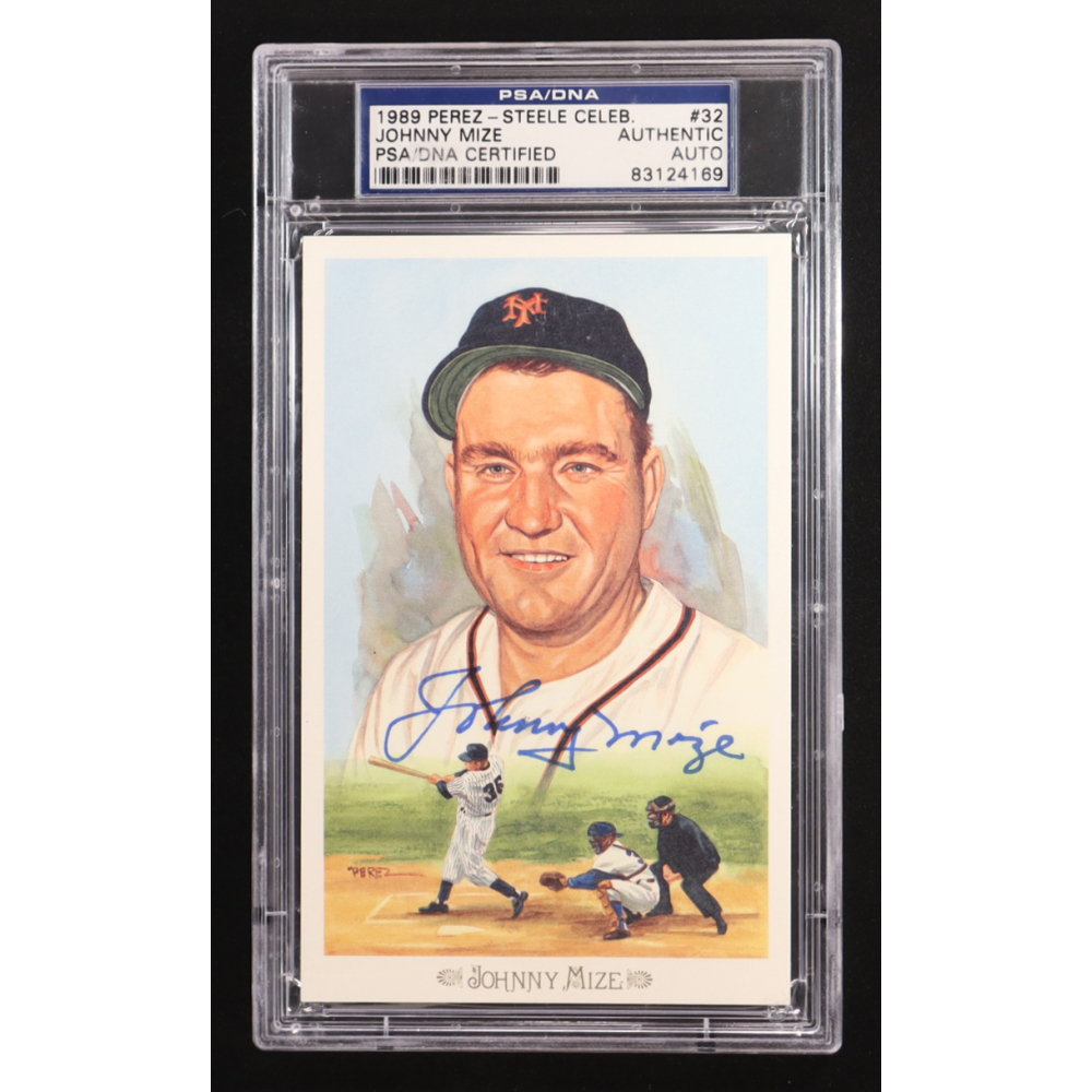 Johnny Mize Signed 1989 Perez Steele Celebration Postcard #32 #08304/10000 (PSA) at PristineAuction.com