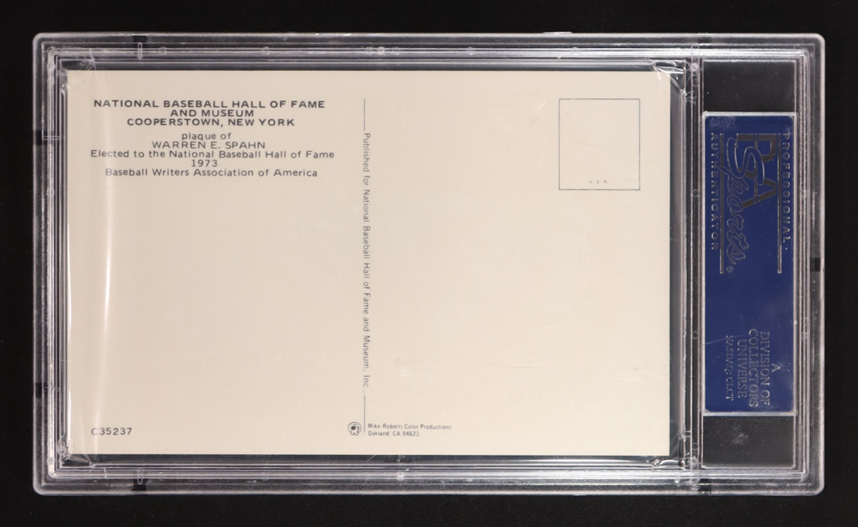 Warren Spahn Signed 1964 Date HOF Yellow Plaque Postcard (PSA) at PristineAuction.com Warren Spahn Signed 1964 Date HOF Yellow Plaque Postcard (PSA) at PristineAuction.com