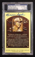 Warren Spahn Signed 1964 Date HOF Yellow Plaque Postcard (PSA) at PristineAuction.com