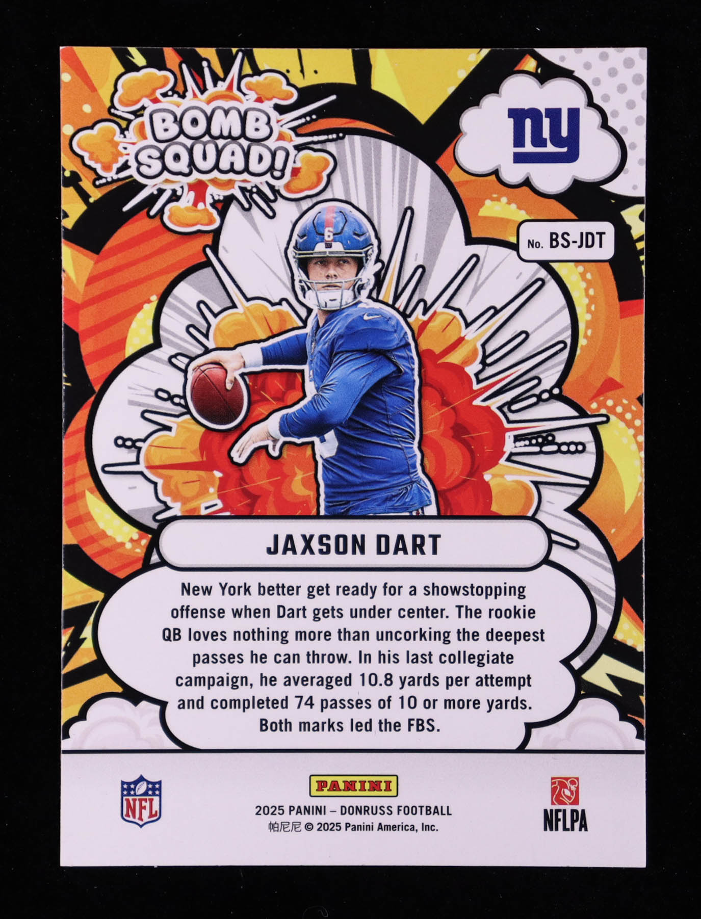 Jaxson Dart 2025 Donruss Bomb Squad #27 RC at PristineAuction.com Jaxson Dart 2025 Donruss Bomb Squad #27 RC at PristineAuction.com