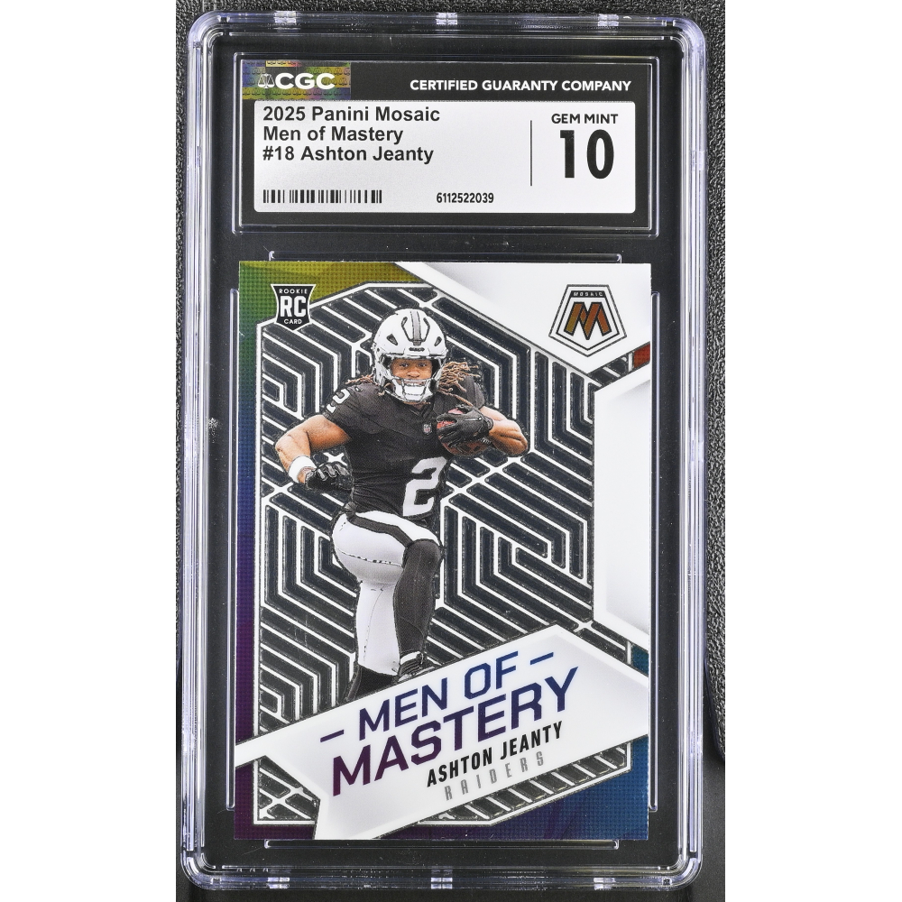 Ashton Jeanty 2025 Panini Mosaic Men Of Mastery #18 RC (CGC 10) at PristineAuction.com