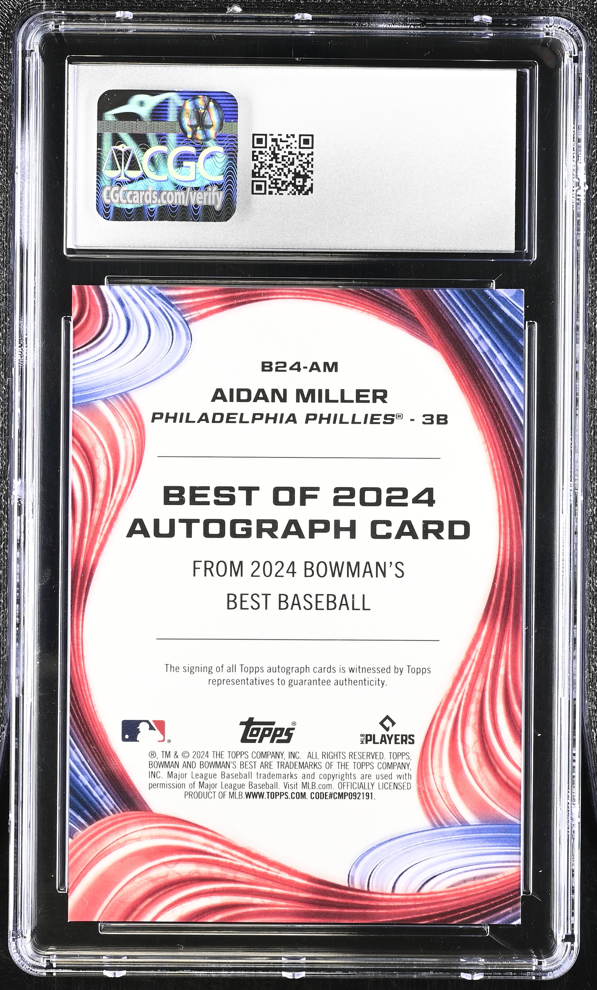 Aidan Miller 2024 Bowman's Best Best Of '24 Autographs #B24-AM (CGC 10 | Autograph Grade 10) at PristineAuction.com Aidan Miller 2024 Bowman's Best Best Of '24 Autographs #B24-AM (CGC 10 | Autograph Grade 10) at PristineAuction.com