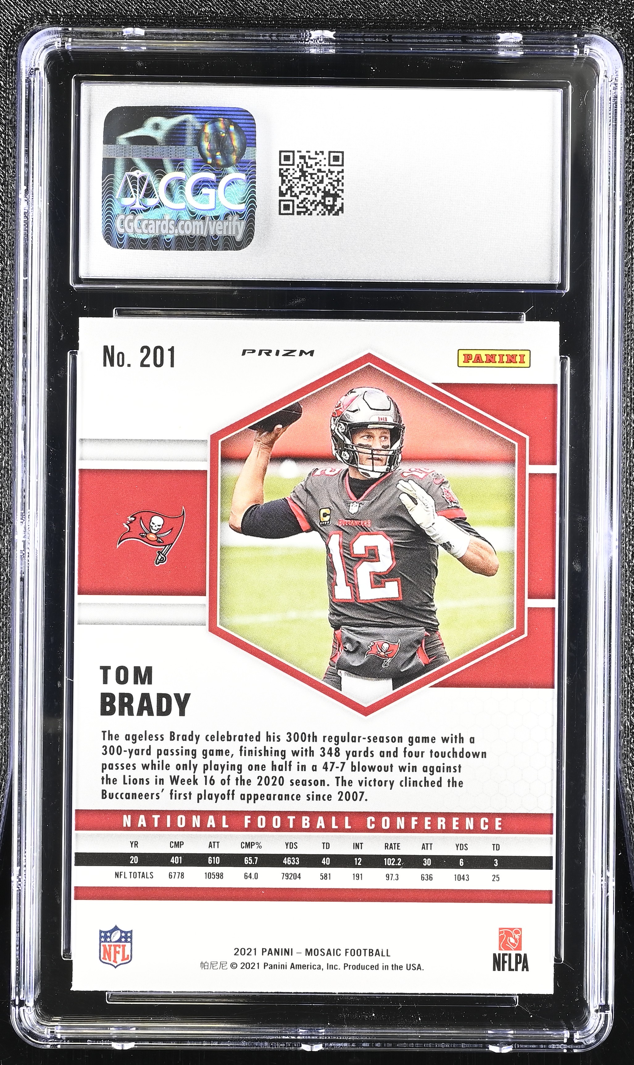 Tom Brady 2021 Panini Mosaic Reactive Yellow #201 (CGC 10) at PristineAuction.com Tom Brady 2021 Panini Mosaic Reactive Yellow #201 (CGC 10) at PristineAuction.com