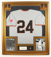 Willie Mays Signed Custom Framed Cut Display with Jersey with Hall of Fame Pin (PSA) at PristineAuction.com