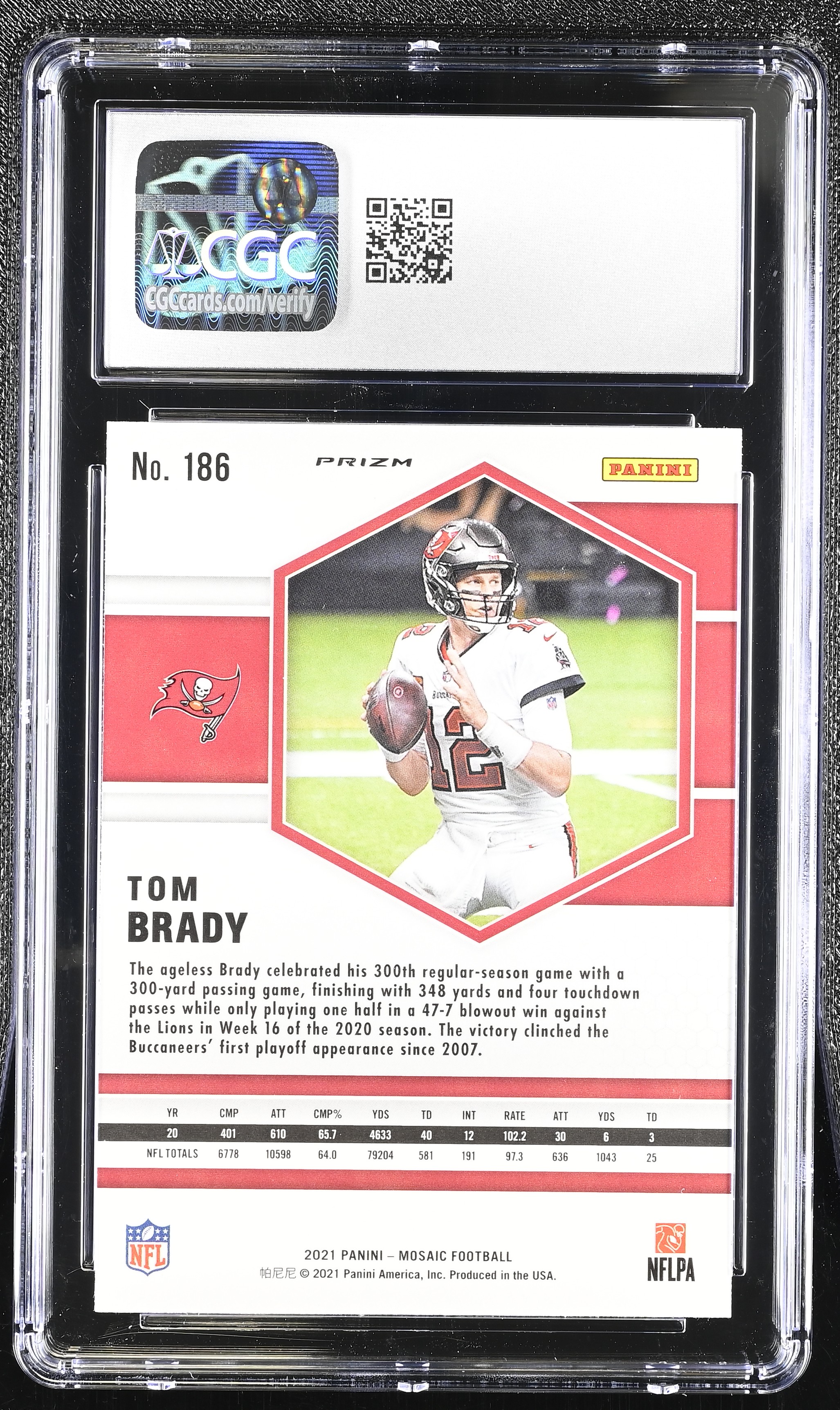 Tom Brady 2021 Panini Mosaic Reactive Yellow #186 (CGC 10) at PristineAuction.com Tom Brady 2021 Panini Mosaic Reactive Yellow #186 (CGC 10) at PristineAuction.com