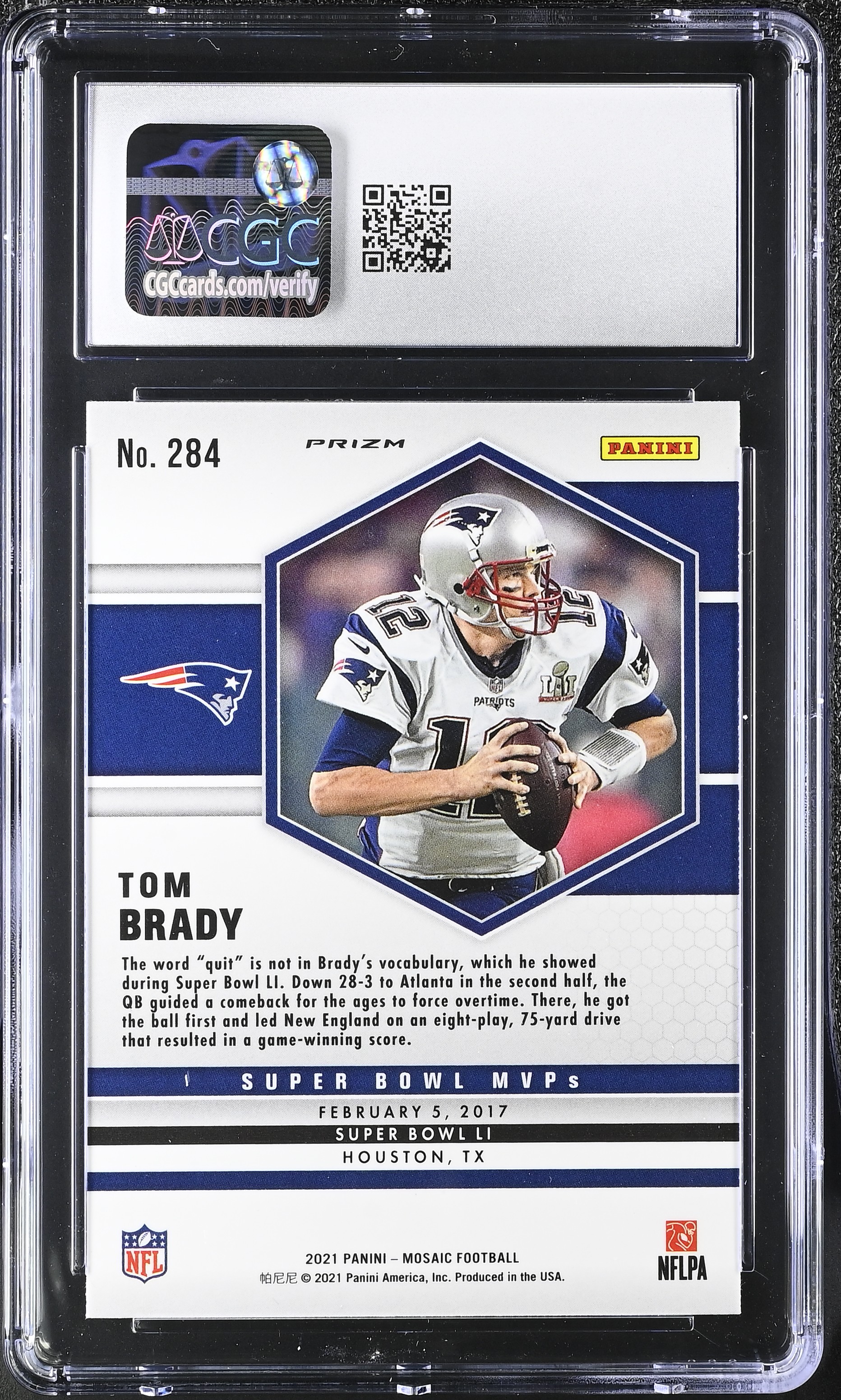Tom Brady 2021 Panini Mosaic Reactive Orange #284 (CGC 10) at PristineAuction.com Tom Brady 2021 Panini Mosaic Reactive Orange #284 (CGC 10) at PristineAuction.com