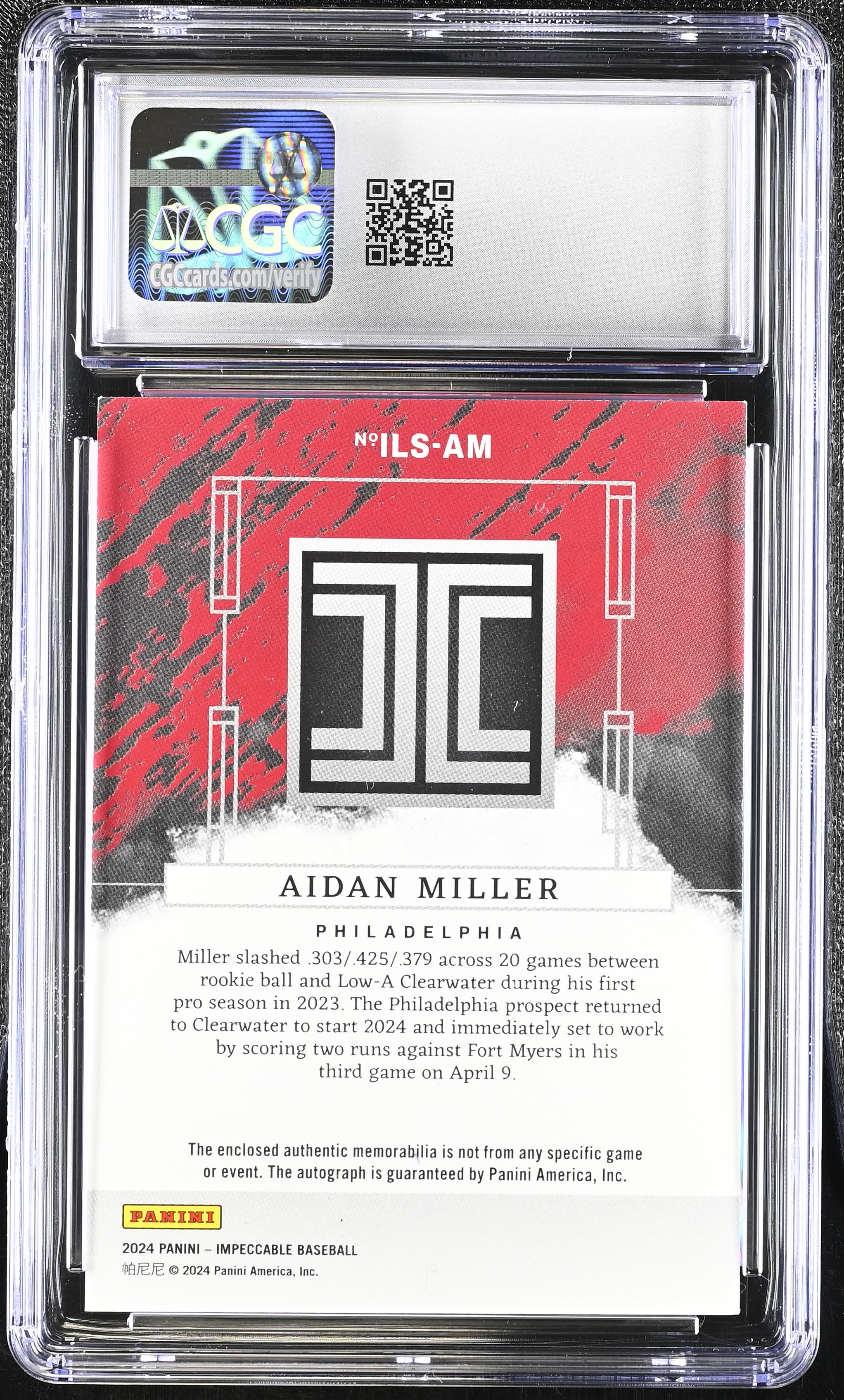 Aidan Miller 2024 Panini Impeccable Lumber Signatures #ILS-AM #06/49 (CGC 9 | Autograph Grade 10) at PristineAuction.com Aidan Miller 2024 Panini Impeccable Lumber Signatures #ILS-AM #06/49 (CGC 9 | Autograph Grade 10) at PristineAuction.com