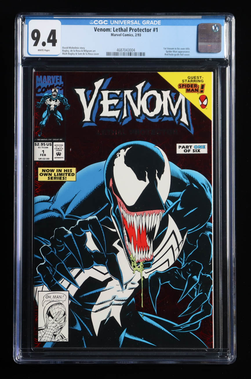 1993 "Venom: Lethal Protector" #1 Red Foil Cover Marvel Comic Book (CGC 9.4) at PristineAuction.com 1993 "Venom: Lethal Protector" #1 Red Foil Cover Marvel Comic Book (CGC 9.4) at PristineAuction.com