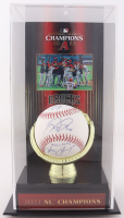 Corey Seager, Trayce Thompson & Joc Pederson Signed OML Baseball Inscribed "Young Gun" with Photo Display Case (PSA) at PristineAuction.com