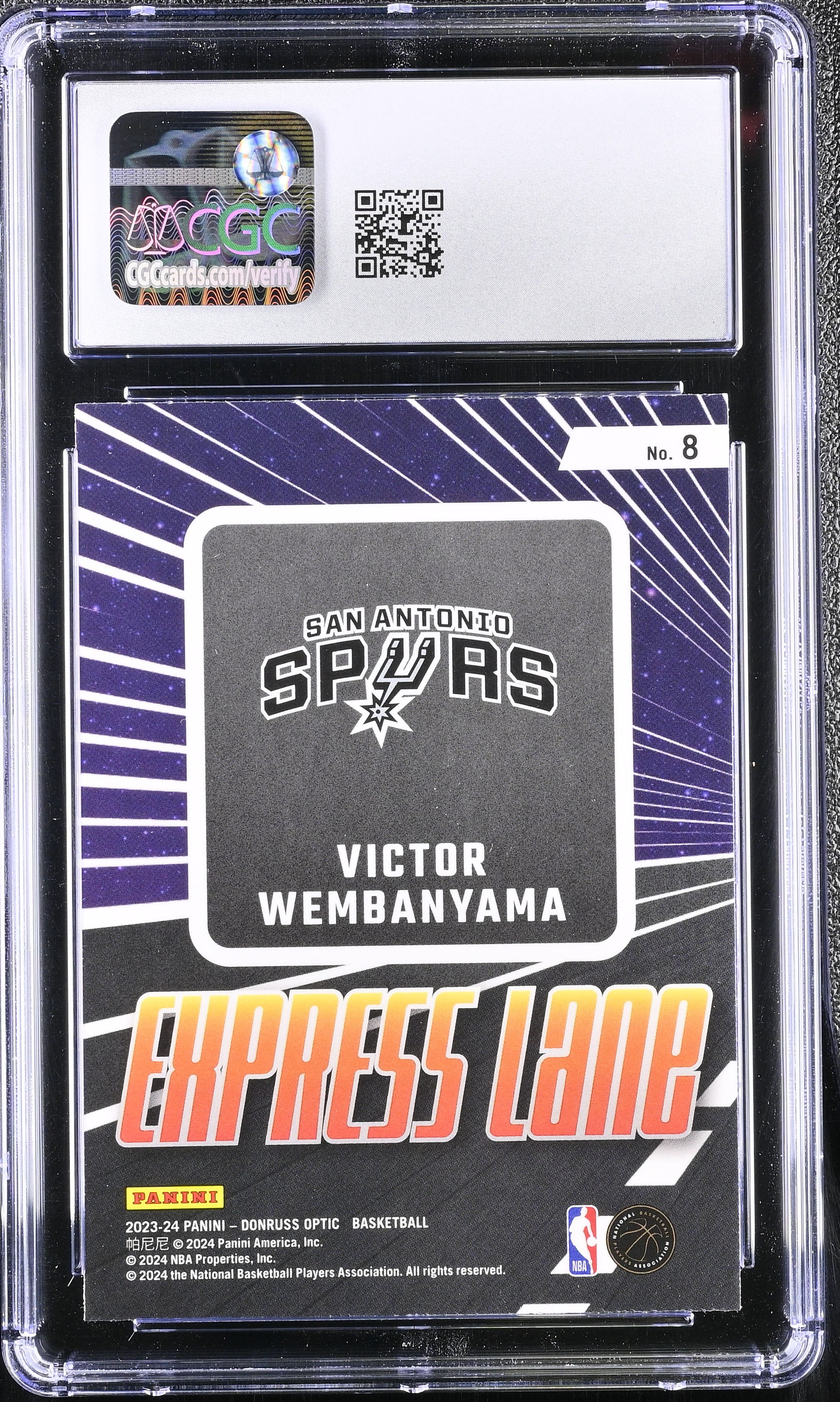 Victor Wembanyama 2023-24 Donruss Optic Express Lane #8 RC (CGC 10) at PristineAuction.com Victor Wembanyama 2023-24 Donruss Optic Express Lane #8 RC (CGC 10) at PristineAuction.com