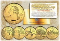 Set of (5) 1999 Gold 24K Clad U.S Mint State Quarters with Capsules at PristineAuction.com