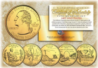 Set of (5) 2003 Gold 24K Clad U.S Mint State Quarters with Capsules at PristineAuction.com