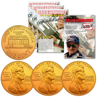 Dale Earnhardt Sr. Set of (3) "1998 Daytona 500" 24KT Gold Clad Commemorative Lucky Penny Coins at PristineAuction.com