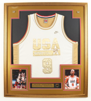 Michael Jordan Authentic Nike 1992 USA Custom Framed Jersey Display with Vintage Olympic Emblems at PristineAuction.com