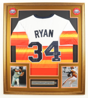 Nolan Ryan Signed Custom Framed Jersey Display Inscribed "7 No-Hitters" & "324 Wins" & "5,714 K's" with HOF Pin (PSA) at PristineAuction.com