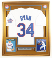 Nolan Ryan Signed Custom Framed Jersey Display Inscribed "108.5 M.P.H." with Rangers Logo Pin (PSA) at PristineAuction.com