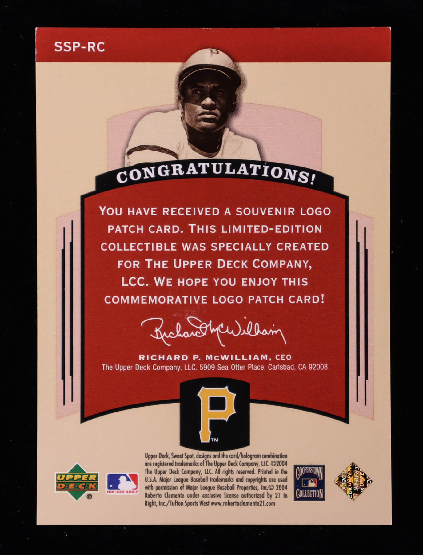 Roberto Clemente 2004 Sweet Spot Classic Patch 150 #SSPRC Btg #2/150 at PristineAuction.com Roberto Clemente 2004 Sweet Spot Classic Patch 150 #SSPRC Btg #2/150 at PristineAuction.com
