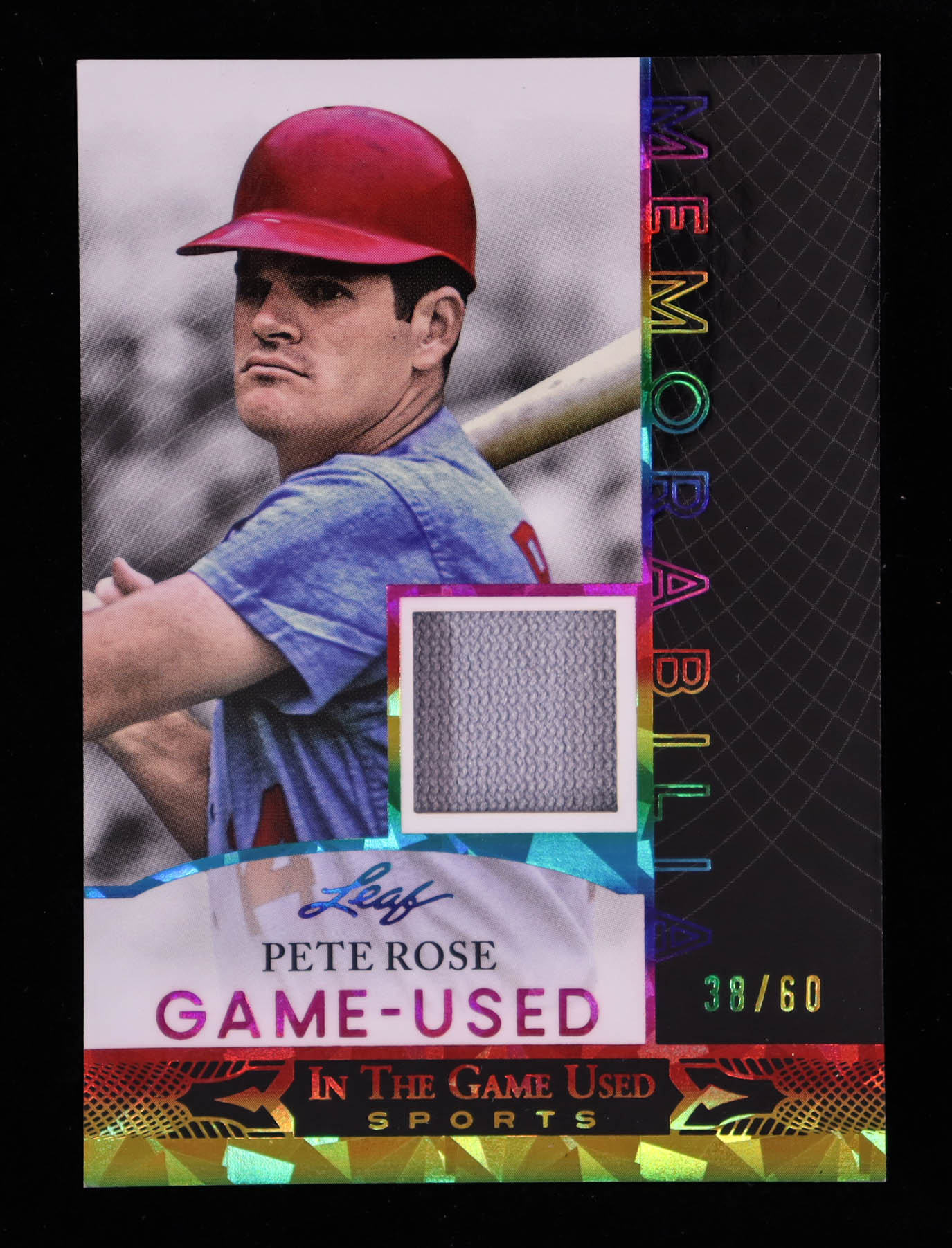 Pete Rose 2024 Leaf ITG Used Sports Memorabilia Crystal Rainbow #GUM45 #38/60 at PristineAuction.com Pete Rose 2024 Leaf ITG Used Sports Memorabilia Crystal Rainbow #GUM45 #38/60 at PristineAuction.com
