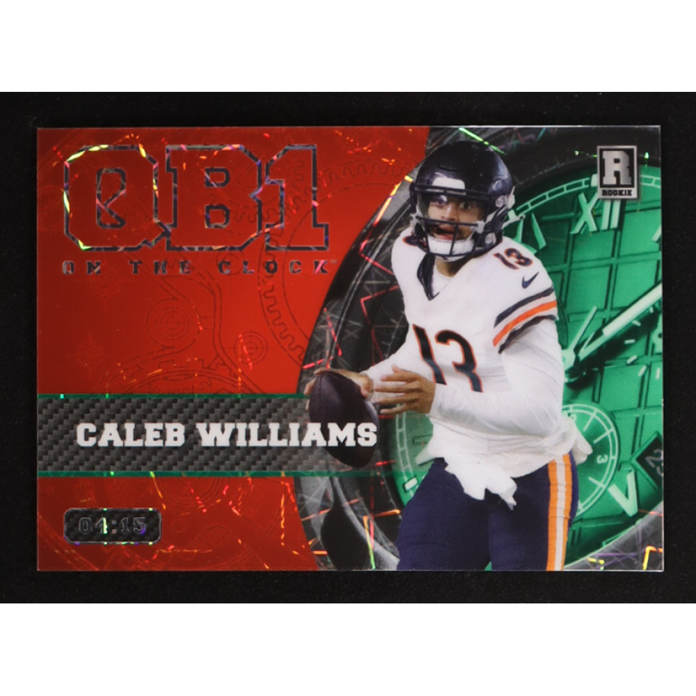 Caleb Williams 2023 Wild Card QB1 On The Clock Red Green Lazer #OCW-CW4 #04/15 RC at PristineAuction.com