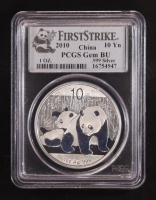 2010 China &yen;10 Panda, First Strike - 1 oz.999 Fine Silver Coin (PCGS GEM BU) at PristineAuction.com